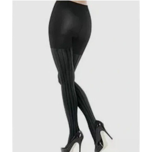 SPANX Marvelous Mama Assets Maternity Terrific Tights Black Opaque Stripe - Picture 6 of 6